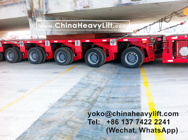 CHINA HEAVY LIFT manufacture 48 axle lines Goldhofer SPMT Self propelled modular trailer side by side for 480 ton giant Linde Cold Box compatible Goldhofer, www.chinaheavylift.com