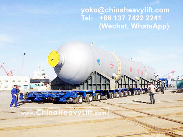 CHINA HEAVY LIFT manufacture 48 axle lines Goldhofer modular trailer side by side for 942 ton Hydrogenant Reactor compatible Goldhofer, www.chinaheavylift.com