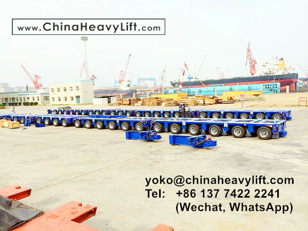 CHINA HEAVY LIFT manufacture 48 axle lines Goldhofer modular trailer side by side for 942 ton Hydrogenant Reactor compatible Goldhofer, www.chinaheavylift.com