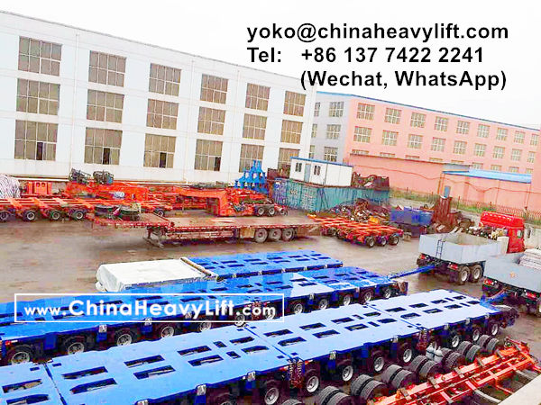 CHINA HEAVY LIFT manufacture 48 axle lines Goldhofer modular trailer side by side for 942 ton Hydrogenant Reactor compatible Goldhofer, www.chinaheavylift.com