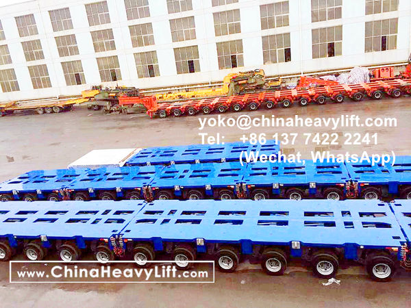 CHINA HEAVY LIFT manufacture 48 axle lines Goldhofer modular trailer side by side for 942 ton Hydrogenant Reactor compatible Goldhofer, www.chinaheavylift.com