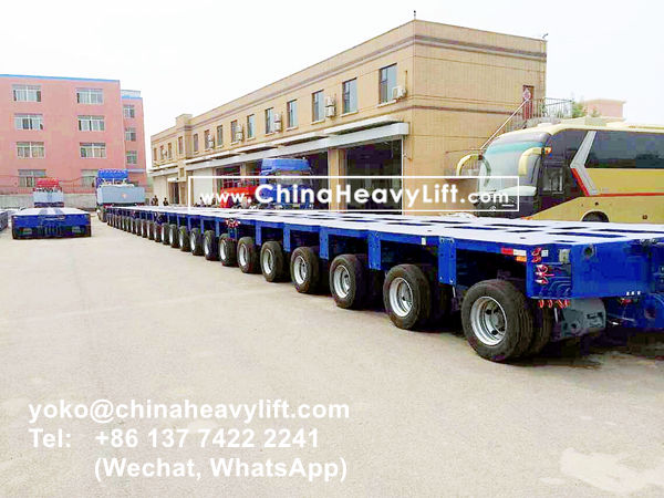 CHINA HEAVY LIFT manufacture 48 axle lines Goldhofer modular trailer side by side for 942 ton Hydrogenant Reactor compatible Goldhofer, www.chinaheavylift.com