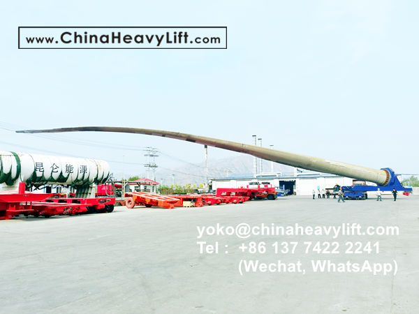 CHINA HEAVY LIFT manufacture wind blade adapter, blade lifter and Goldhofer THP/SL modular trailer to Vietnam, www.chinaheavylift.com