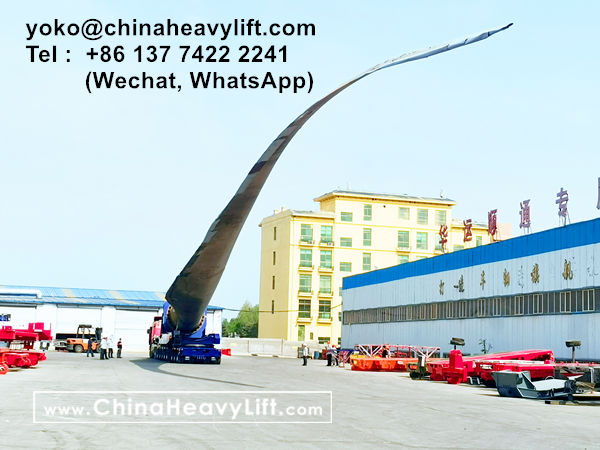 CHINA HEAVY LIFT manufacture wind blade adapter, blade lifter and Goldhofer THP/SL modular trailer to Vietnam, www.chinaheavylift.com