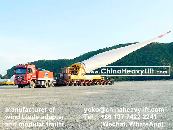 CHINA HEAVY LIFT manufacture Windmill Rotor Blade Adapter, Wind Blade Lifter and modular trailer to Vietnam, www.chinaheavylift.com