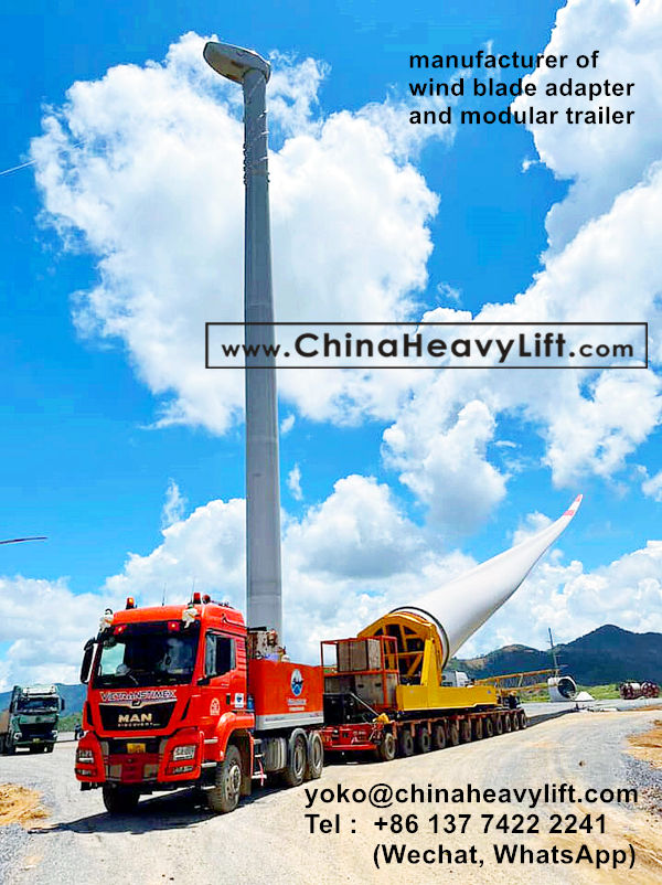 CHINA HEAVY LIFT manufacture Windmill Rotor Blade Adapter, Wind Blade Lifter and modular trailer to Vietnam, www.chinaheavylift.com