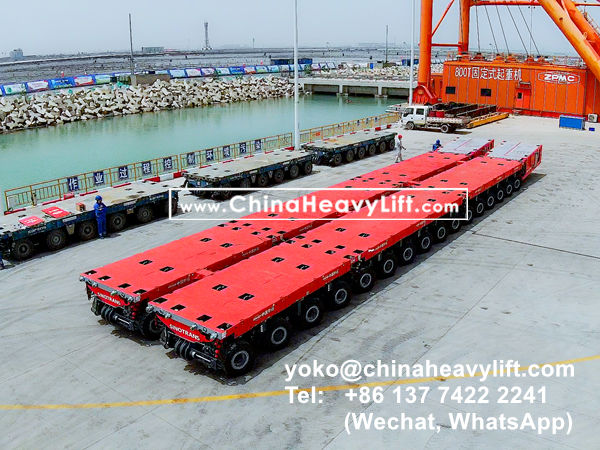 CHINA HEAVY LIFT manufacture 32 axle lines SPMT Self-propelled Modular Transporters and 2 PPU power pack unit for SinoTrans, www.chinaheavylift.com