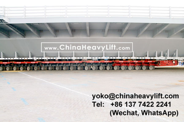 CHINA HEAVY LIFT manufacture 100 axle axle line SPMT Self-propelled Modular Transporters compatible Scheuerle SPMT assist 3200 ton Hong Kong-Zhuhai-Macao giant bridge section RORO on barge, www.chinaheavylift.com