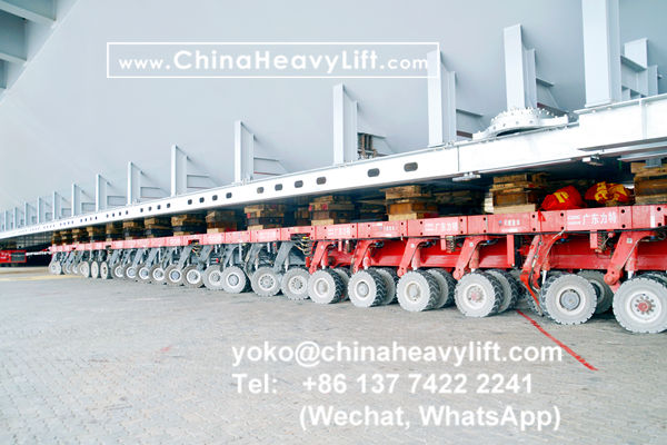 CHINA HEAVY LIFT manufacture 100 axle axle line SPMT Self-propelled Modular Transporters compatible Scheuerle SPMT assist 3200 ton Hong Kong-Zhuhai-Macao giant bridge section RORO on barge, www.chinaheavylift.com