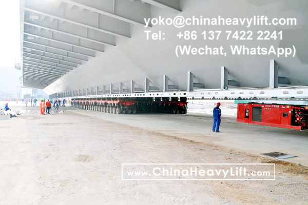 CHINA HEAVY LIFT manufacture 100 axle axle line SPMT Self-propelled Modular Transporters compatible Scheuerle SPMT assist 3200 ton Hong Kong-Zhuhai-Macao giant bridge section RORO on barge, www.chinaheavylift.com