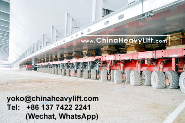 CHINA HEAVY LIFT manufacture 100 axle axle line SPMT Self-propelled Modular Transporters compatible Scheuerle SPMT assist 3200 ton Hong Kong-Zhuhai-Macao giant bridge section RORO on barge, www.chinaheavylift.com