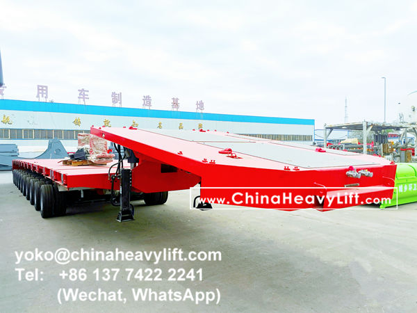 CHINAHEAVYLIFT manufacture 10 axle extendable hydraulic suspension hydraulic steering hydraulic gooseneck lowbed trailer for wind power transportation project in Vietnam, www.chinaheavylift.com