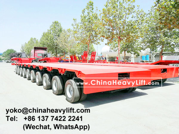 CHINA HEAVY LIFT manufacture 10 axle extendable hydraulic suspension lowbed trailer for wind power transportation project in Vietnam, hydraulic steering, hydraulic gooseneck, telescopic to 32m length 1, www.chinaheavylift.com