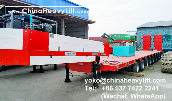 CHINA HEAVY LIFT manufacture 10 axle extendable hydraulic suspension lowbed trailer for wind power transportation project in Vietnam, hydraulic steering, hydraulic gooseneck, telescopic to 32m length 1, www.chinaheavylift.com