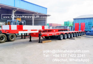 10 axle extendable hydraulic suspension lowbed trailer for wind power transportation project in Vietnam, hydraulic steering, hydraulic gooseneck, telescopic to 32m length