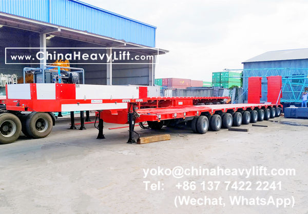 CHINA HEAVY LIFT manufacture 10 axle extendable hydraulic suspension lowbed trailer for wind power transportation project in Vietnam, hydraulic steering, hydraulic gooseneck, telescopic to 32m length 1, www.chinaheavylift.com