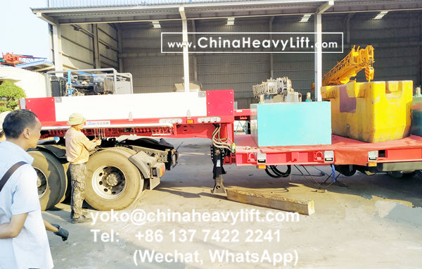 CHINA HEAVY LIFT manufacture 10 axle extendable hydraulic suspension lowbed trailer for wind power transportation project in Vietnam, hydraulic steering, hydraulic gooseneck, telescopic to 32m length 1, www.chinaheavylift.com