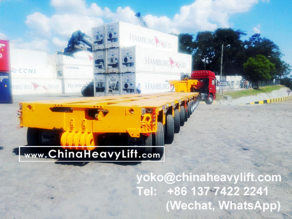 CHINA HEAVY LIFT manufacture 12 axle lines Hydraulic modular trailer and gooseneck compatible Goldhofer THP/SL, after sale service in Paraguay, www.chinaheavylift.com