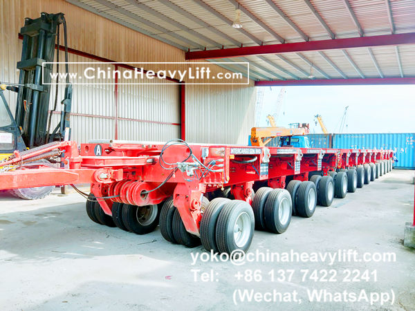 CHINA HEAVY LIFT manufacture 14 axle lines Modular Trailer and TurnTable, Long-load Swivel Bolster to Malaysia compatible Goldhofer THP/SL hydraulic multi axle, www.chinaheavylift.com