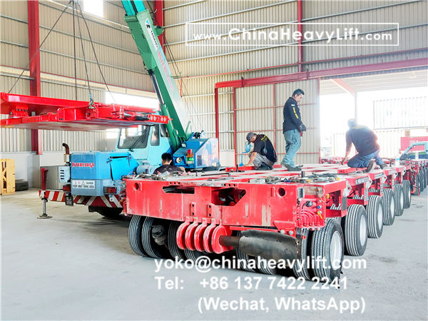 CHINA HEAVY LIFT manufacture 14 axle lines Modular Trailer and TurnTable, Long-load Swivel Bolster to Malaysia compatible Goldhofer THP/SL hydraulic multi axle, www.chinaheavylift.com