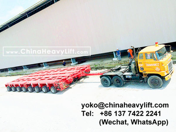 CHINA HEAVY LIFT manufacture 16 axle lines Modular Trailer hydraulic multi axle and hydraulic gooseneck to Malaysia compatible Goldhofer THP/SL modular trailer side by side, www.chinaheavylift.com