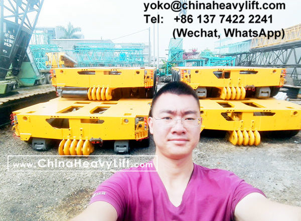 CHINA HEAVY LIFT manufacture 20 axle line Modular Trailer multi axles and Gooseneck compatible Goldhofer THP/SL and Goldhofer SPMT, customer come to inspect loading in factory, and after sale service in Haiphong Vietnam, www.chinaheavylift.com