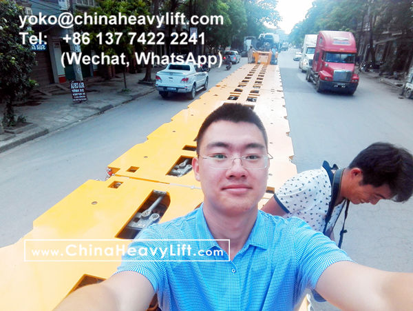 CHINA HEAVY LIFT manufacture 20 axle line Modular Trailer multi axles and Gooseneck compatible Goldhofer THP/SL and Goldhofer SPMT, customer come to inspect loading in factory, and after sale service in Haiphong Vietnam, www.chinaheavylift.com