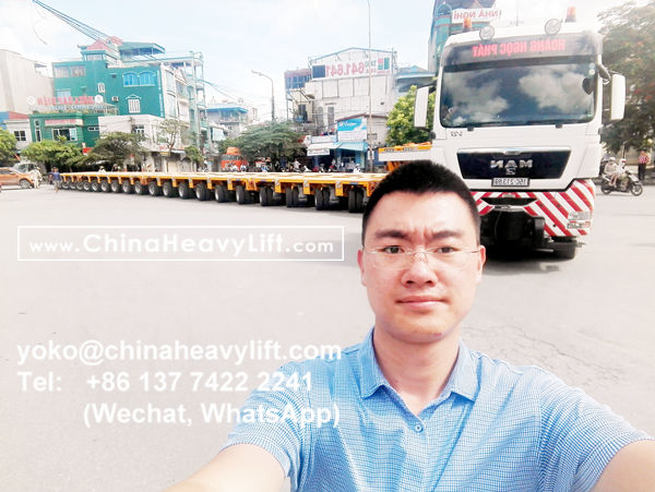 CHINA HEAVY LIFT manufacture 20 axle line Modular Trailer multi axles and Gooseneck compatible Goldhofer THP/SL and Goldhofer SPMT, customer come to inspect loading in factory, and after sale service in Haiphong Vietnam, www.chinaheavylift.com