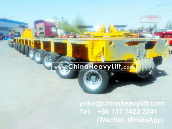 CHINA HEAVY LIFT manufacture 20 axle line Modular Trailer multi axles and Gooseneck compatible Goldhofer THP/SL and Goldhofer SPMT, customer come to inspect loading in factory, and after sale service in Haiphong Vietnam, www.chinaheavylift.com