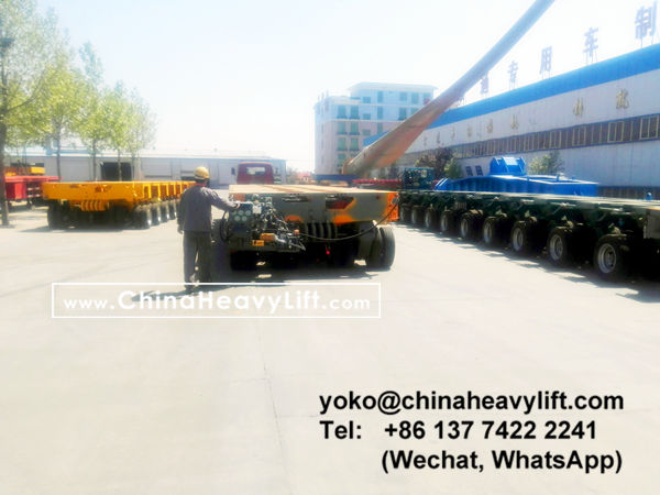 CHINA HEAVY LIFT manufacture 20 axle line Modular Trailer multi axles and Gooseneck compatible Goldhofer THP/SL and Goldhofer SPMT, customer come to inspect loading in factory, and after sale service in Haiphong Vietnam, www.chinaheavylift.com