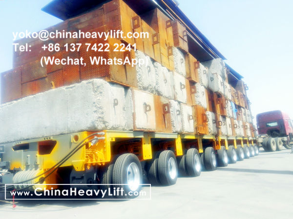 CHINA HEAVY LIFT manufacture 20 axle line Modular Trailer multi axles and Gooseneck compatible Goldhofer THP/SL and Goldhofer SPMT, customer come to inspect loading in factory, and after sale service in Haiphong Vietnam, www.chinaheavylift.com