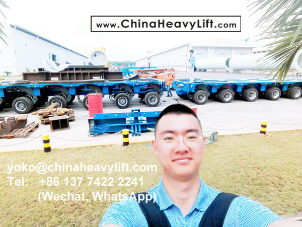 CHINA HEAVY LIFT manufacture 32 axle lines SPMT Self propelled modular trailer for Wind Tower in Vietnam, www.chinaheavylift.com