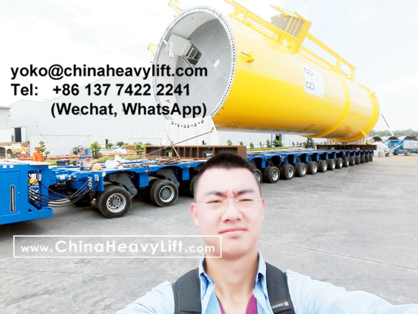 CHINA HEAVY LIFT manufacture 32 axle lines SPMT Self propelled modular trailer for Wind Tower in Vietnam, www.chinaheavylift.com