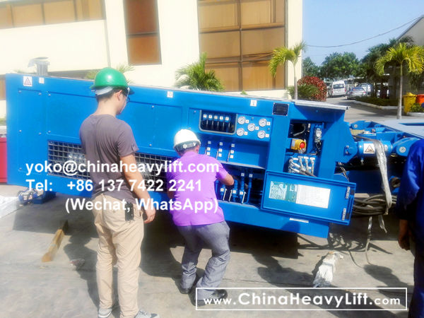 CHINA HEAVY LIFT manufacture 32 axle lines SPMT Self propelled modular trailer for Wind Tower in Vietnam, www.chinaheavylift.com