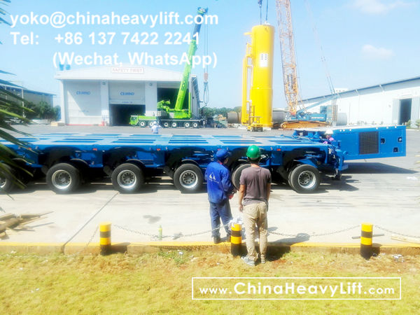 CHINA HEAVY LIFT manufacture 32 axle lines SPMT Self propelled modular trailer for Wind Tower in Vietnam, www.chinaheavylift.com