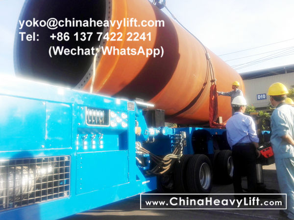 CHINA HEAVY LIFT manufacture 32 axle lines SPMT Self propelled modular trailer for Wind Tower in Vietnam, www.chinaheavylift.com