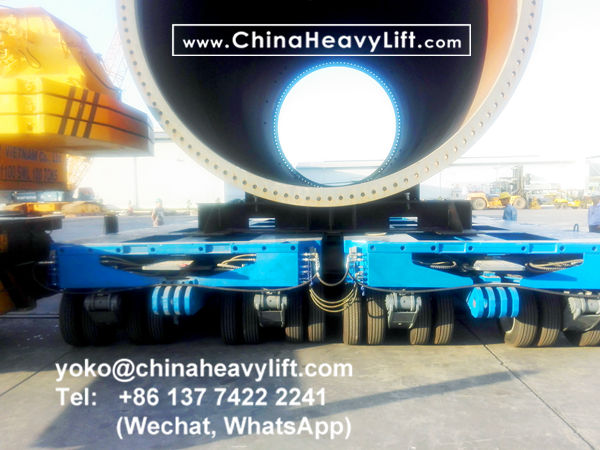 CHINA HEAVY LIFT manufacture 32 axle lines SPMT Self propelled modular trailer for Wind Tower in Vietnam, www.chinaheavylift.com