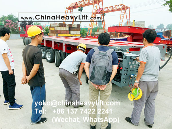 CHINA HEAVY LIFT manufacture 60 axle line Modular Trailer multi axle compatible Goldhofer THP/SL and Goldhofer SPMT, Thailand customer come to inspect loading test, www.chinaheavylift.com