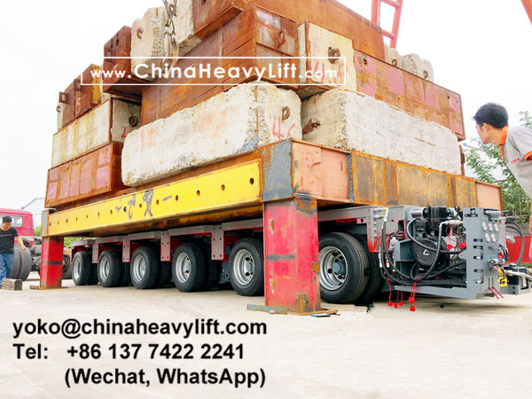 CHINA HEAVY LIFT manufacture 60 axle line Modular Trailer multi axle compatible Goldhofer THP/SL and Goldhofer SPMT, Thailand customer come to inspect loading test, www.chinaheavylift.com