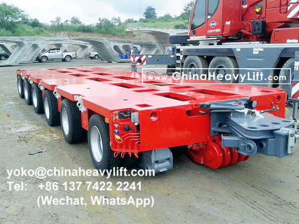 CHINA HEAVY LIFT manufacture 60 axle line Modular Trailer multi axle compatible Goldhofer THP/SL and Goldhofer SPMT, Thailand customer come to inspect loading test, www.chinaheavylift.com