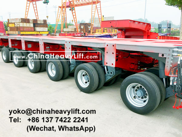 CHINA HEAVY LIFT manufacture 60 axle line Modular Trailer multi axle compatible Goldhofer THP/SL and Goldhofer SPMT, Thailand customer come to inspect loading test, www.chinaheavylift.com