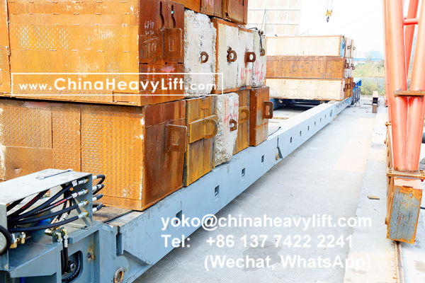 CHINA HEAVY LIFT manufacture 8 axle line split THP/SL modular trailer, 140 ton extendable Vessel Bridge, Gooseneck, compatible Goldhofer heavy duty modules to Manila Philippines, www.chinaheavylift.com