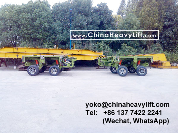 CHINA HEAVY LIFT manufacture 8 axle line modular trailer, turntable and Vessel Bridge deck for train section transportation, compatible Goldhofer THP/SL, ship to Cristobal Panama, www.chinaheavylift.com