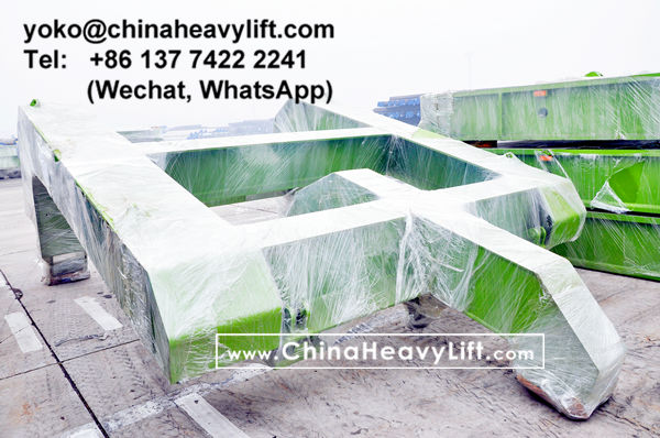 CHINA HEAVY LIFT manufacture 8 axle line modular trailer, turntable and Vessel Bridge deck for train section transportation, compatible Goldhofer THP/SL, ship to Cristobal Panama, www.chinaheavylift.com