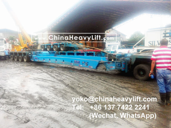 CHINA HEAVY LIFT manufacture 8 axle line split THP/SL modular trailer, 140 ton extendable Vessel Bridge, Gooseneck, compatible Goldhofer heavy duty modules to Manila Philippines, www.chinaheavylift.com