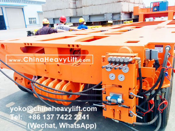 CHINA HEAVY LIFT manufacture modular trailer multi axle and Intermediate Spacer compatible Goldhofer THP/SL heavy duty module for wind power, www.chinaheavylift.com