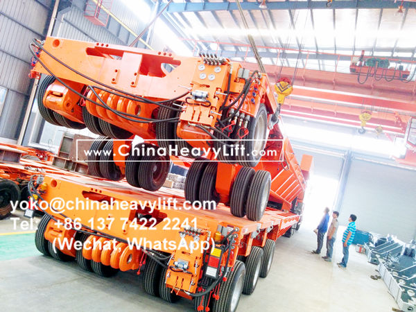 CHINA HEAVY LIFT manufacture modular trailer multi axle and Intermediate Spacer compatible Goldhofer THP/SL heavy duty module for wind power, www.chinaheavylift.com