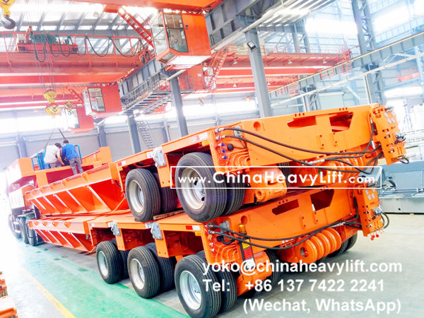 CHINA HEAVY LIFT manufacture modular trailer multi axle and Intermediate Spacer compatible Goldhofer THP/SL heavy duty module for wind power, www.chinaheavylift.com