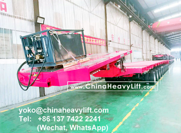 CHINA HEAVY LIFT manufacture modular trailer multi axle trailer compatible Goldhofer THP/SL heavy duty modules, and 10 axle hydraulic lowbed trailers, hydraulic suspension, hydraulic steering, hydraulic gooseneck, www.chinaheavylift.com