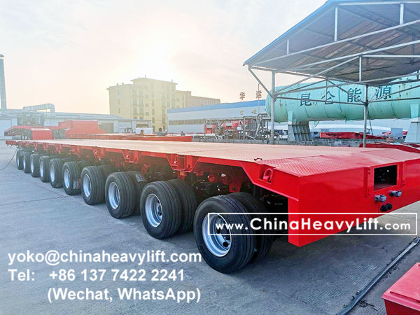 CHINA HEAVY LIFT manufacture modular trailer multi axle trailer compatible Goldhofer THP/SL heavy duty modules, and 10 axle hydraulic lowbed trailers, hydraulic suspension, hydraulic steering, hydraulic gooseneck, www.chinaheavylift.com